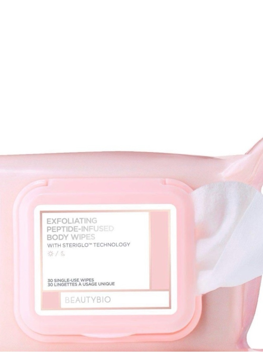 BeautyBio Pink Exfoliating Peptide-Infused Body Wipes